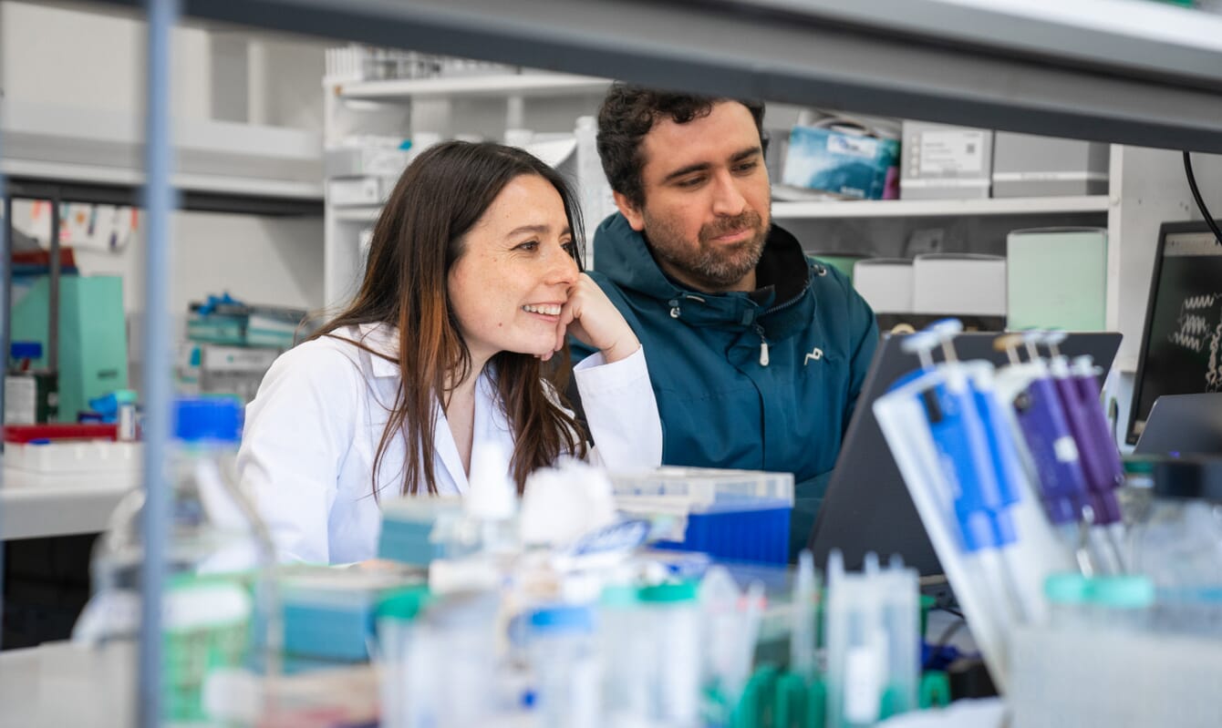 Two people working in a lab