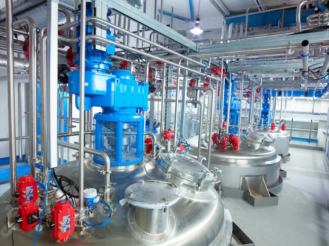 Inside an industrial fermentation plant.