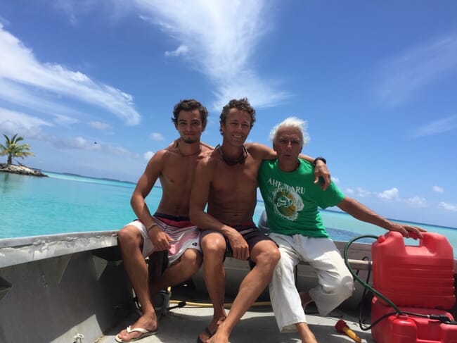 A photo of three generations of pearl farmers.