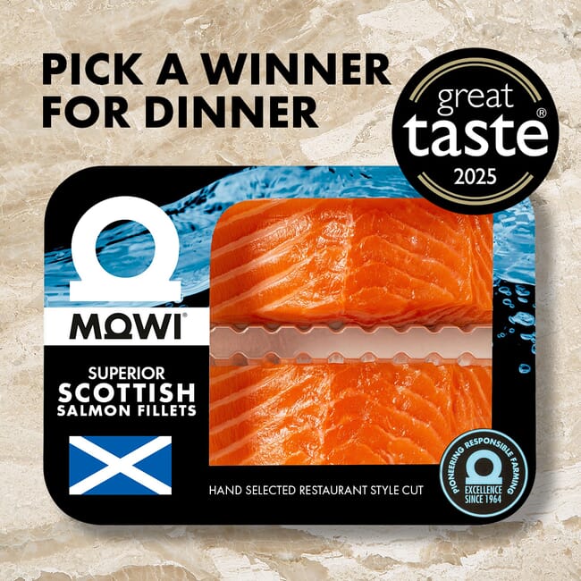 Packaged fresh salmon fillet winning an award.