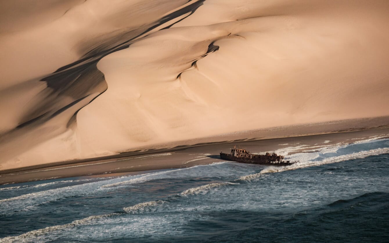 Desert and ocean in Namibia.