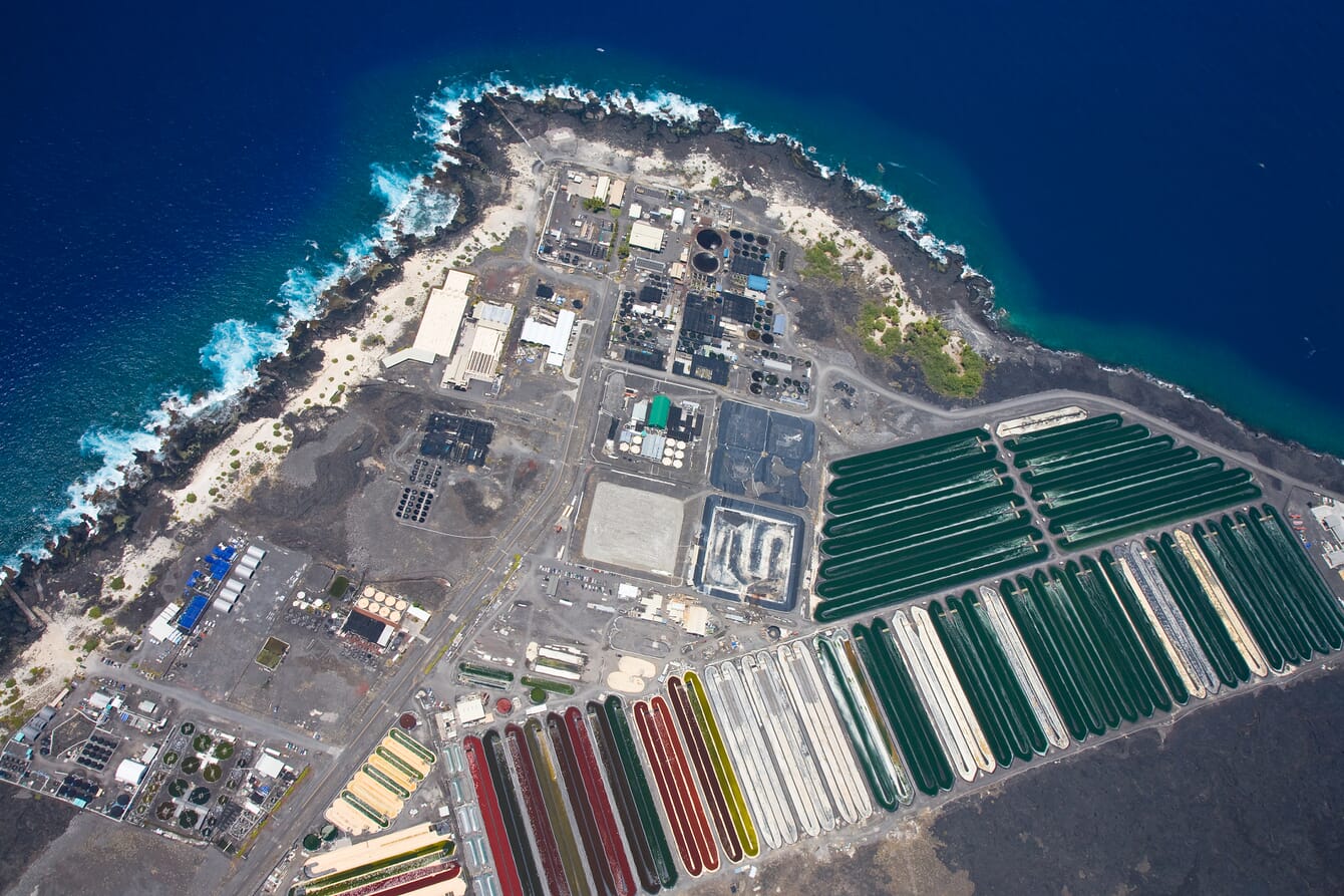 Aeiral view of an aquaculture research station.