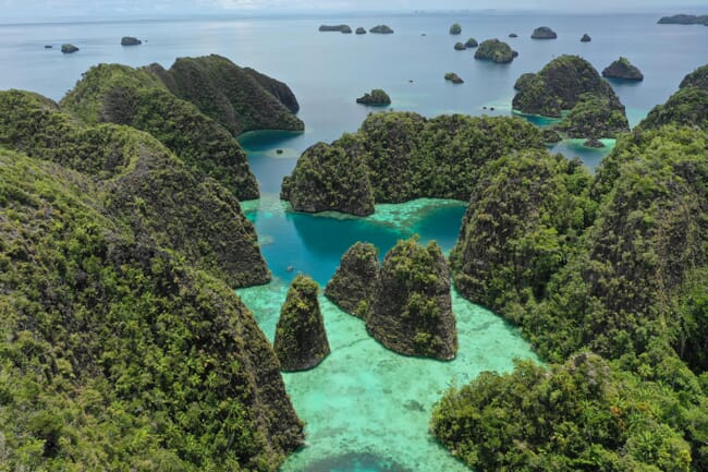 Aerial view of indonesian islands.