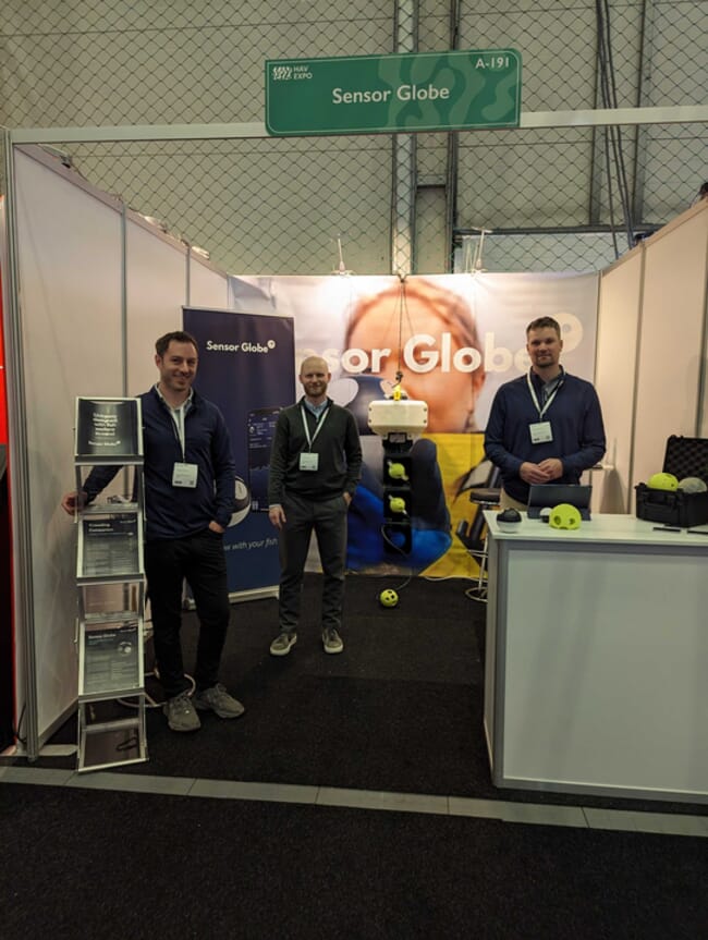 People at a trade fair.