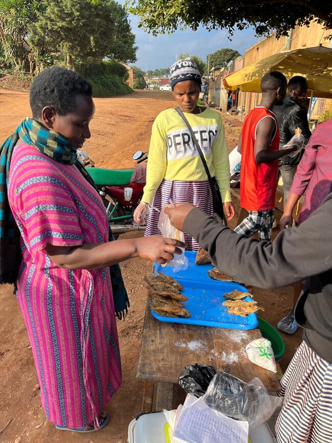 A roadside fish stall.
