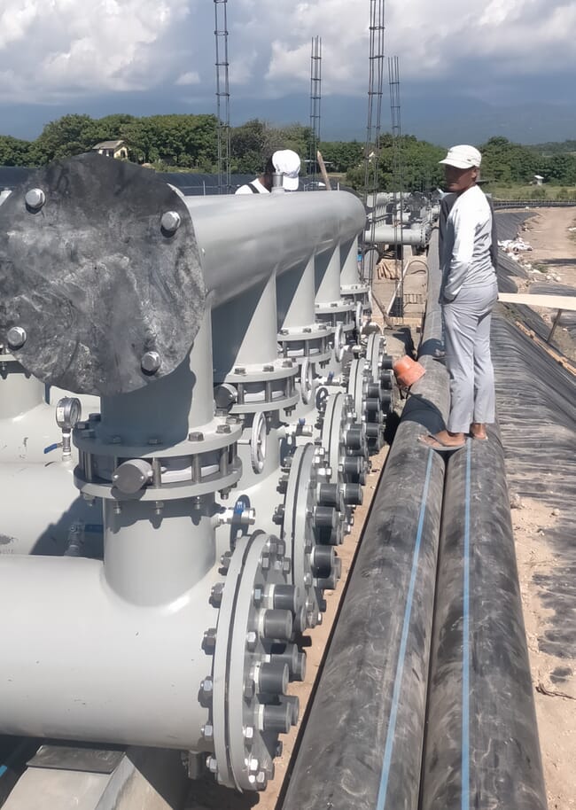 UV system on a shrimp farm