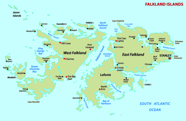 A map of the Falkland Islands