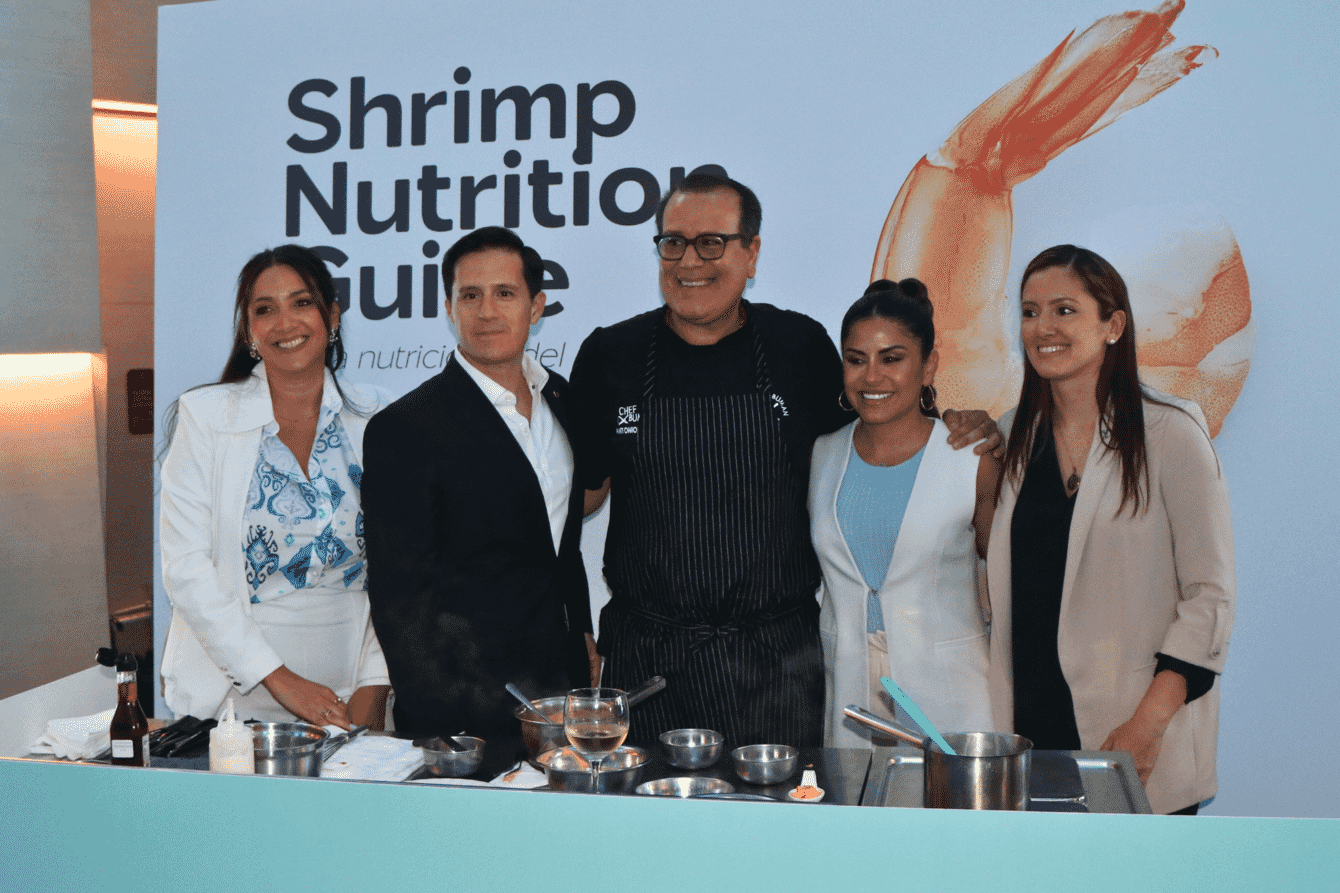 Five people at a book launch.