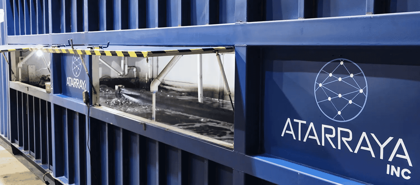 A view of a shrimp farm inside a container.